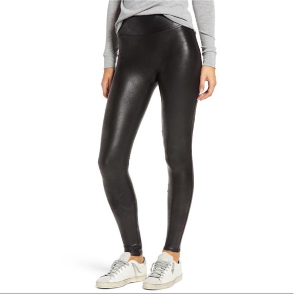 SPANX Pants - Spanx Black Faux Leather Legging Small EUC